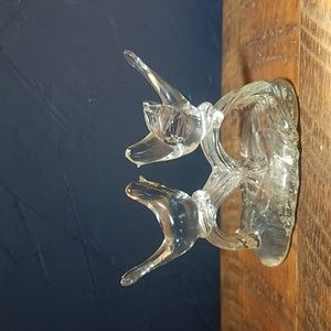 Vintage Clear Glass Blown Love Birds Napkin Holder